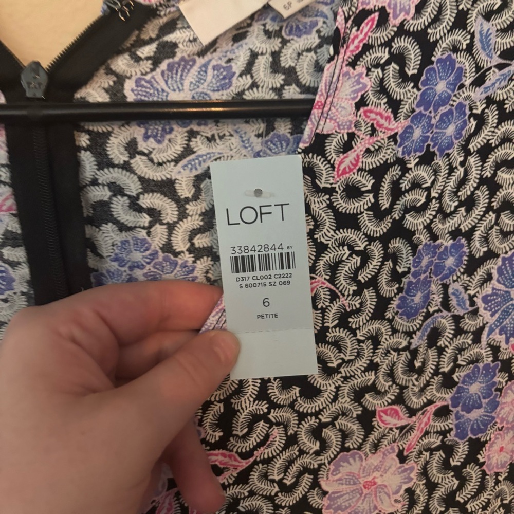 LOFT Floral Midi Dress 6 Petite NWT Long Sleeve V-Neck - Picture 3 of 8
